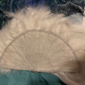 African Wedding/ party feather hand fan white color